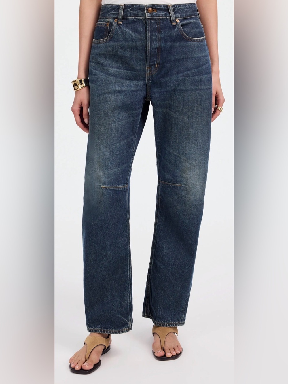 Madewell The Darted Barrel Leg  Button Fly Jeans in Classic Blue Wash Size 29